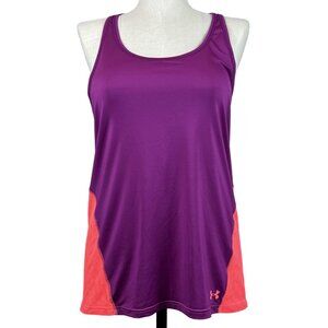 Under Armour Womens Purple and Coral Racerback Tank Top Iso-Chill HeatGear XL